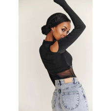 2894-4 чорний жіночий боді (мікродайвінг+сітка, 4 од. розміри норма: 44. 44. 46. 46)