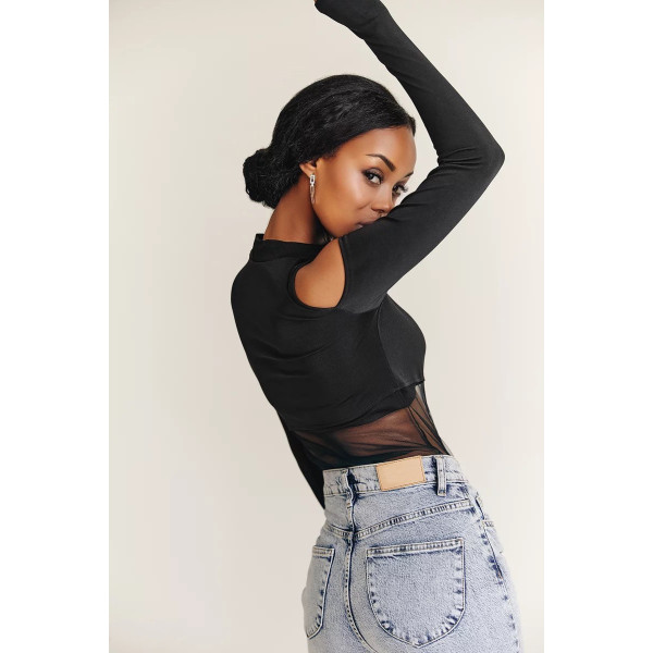 2894-4 чорний жіночий боді (мікродайвінг+сітка, 4 од. розміри норма: 44. 44. 46. 46)