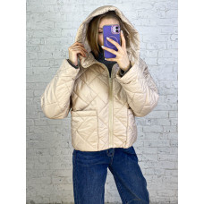 0430-2 бежева жіноча куртка (5'TH AVENUE, синтепон, з капюшоном, 3 од. розміри норма-напівбатал: 42, 44, 46)