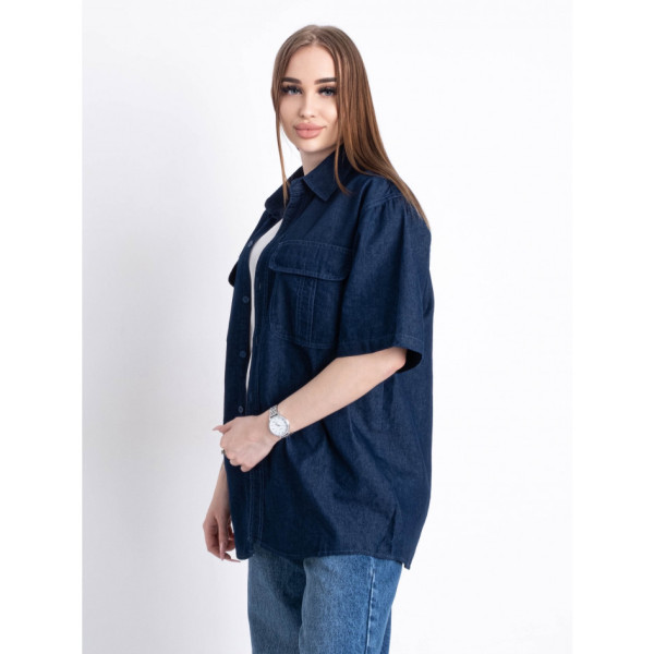 0016-2 * синяя женская джинсовая рубашка (AOLONG, 40% коттон, 60% полиэстер, 5 ед. размеры норма: XL. 2XL. 3XL. 4XL. 5XL, соответствует oversize полубаталу L-4XL) выдача на след день