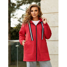 58518-555 червона жіноча куртка (кашемірова, 5 од. розміри напівбатал: 48. 50. 52. 54. 56)
