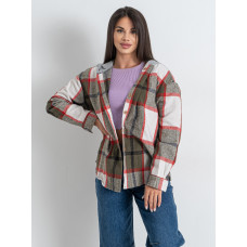 7732-79 хакі жіноча сорочка в клітку з капюшоном (JJF, байкова, 4 од. розміри напівбатал: XL. 2XL. 3XL. 4XL )