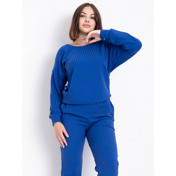 16780-2 синій жіночий костюм (SARA, трикотаж, 2 од. розміри напівбатал: 46/48, 50/52)