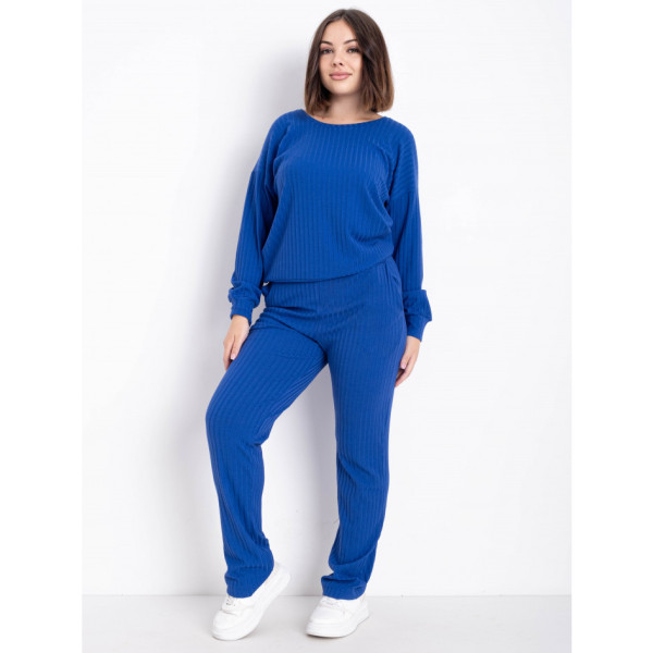 16780-2 синій жіночий костюм (SARA, трикотаж, 2 од. розміри напівбатал: 46/48, 50/52)