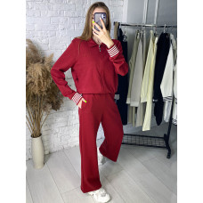 0462-5 червоний жіночий спортивний костюм (коттон, 3 од. розміри норма: S. M. L)