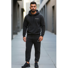 1018-18 графітовий чоловічий спортивний костюм (YOLA. турецький полар-фліс, з капюшоном, 4од, розміри норма: M. L. XL. 2XL)