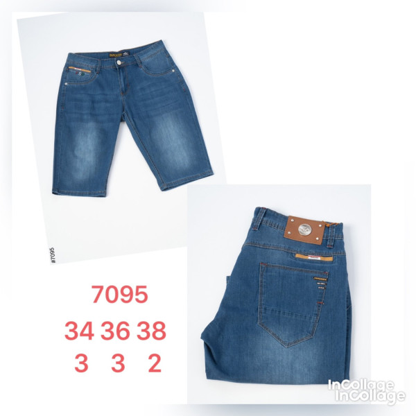 7095 # синие мужские джинсовые шорты (стрейч, 8 ед. размеры полубатал: 34. 34. 34. 36. 36. 36. 38. 38) выдача на следующий день