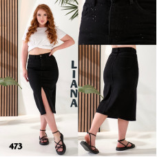 0473 # чорна жіноча спідниця джинсова (стрейч-коттон, 6 од. розміри напівбатал: 28. 29. 30. 31. 32. 33) видача наступного дня