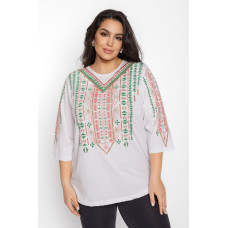 15217-10 * біла жіноча вишиванка (100% бавовна, 4 од. розміри напівбатал: 48-50; 50-52; 52-54; 54-56) видача наступного дня
