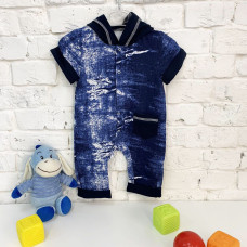 0402-13 синій комбінезон на хлопчика 3-9 місяців (3 од. розміри: 62.68.74)