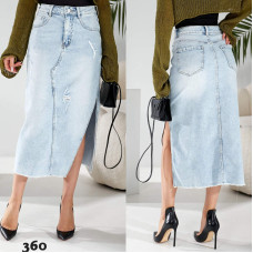 0360* блакитна жіноча джинсова спідниця (стрейчева, 6 од. розміри норма: 25. 26. 26. 27. 28. 29) видача наступного дня