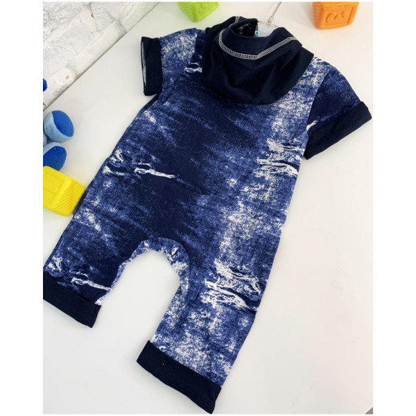 0402-13 синій комбінезон на хлопчика 3-9 місяців (3 од. розміри: 62.68.74)