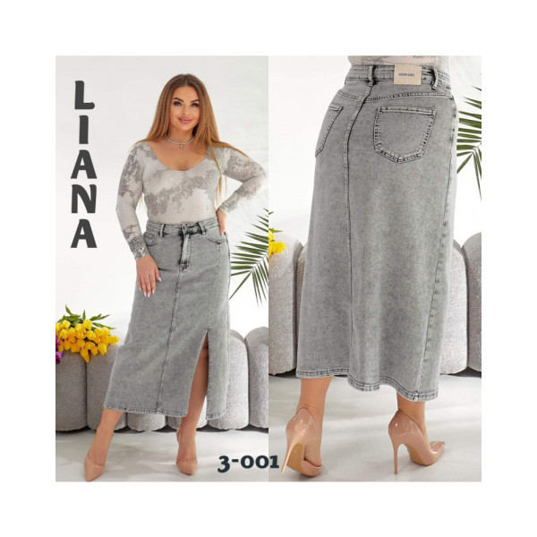 3001* сіра жіноча спідниця джинсова (стрейчева, 6 од. розміри батал: 32. 34. 36. 38. 40. 42) видача наступного дня