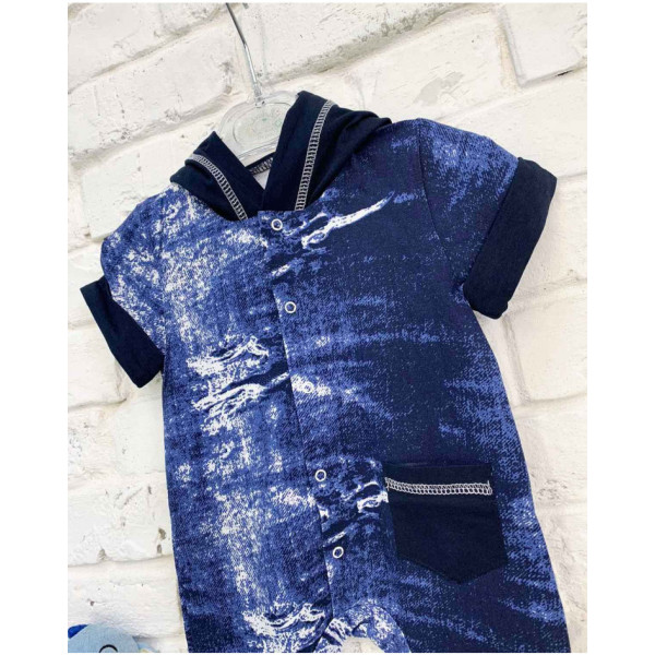 0402-13 синій комбінезон на хлопчика 3-9 місяців (3 од. розміри: 62.68.74)