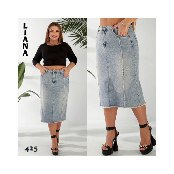 0425 # блакитна жіноча спідниця джинсова (стрейч-коттон, 6 од. розміри батал: 31-38) видача наступного дня