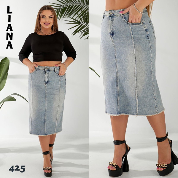 0425 # блакитна жіноча спідниця джинсова (стрейч-коттон, 6 од. розміри батал: 31-38) видача наступного дня