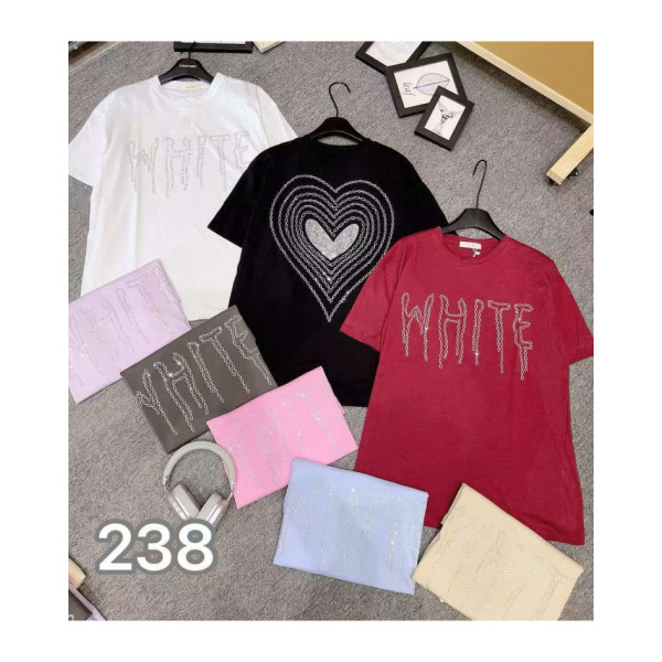 0238# микс цветов женская футболка (95% хлопок, 12 ед, размеры оверсайз) выдача на следующий день