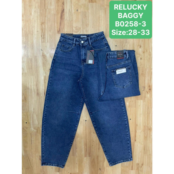 0258-3 # синие женские джинсы багги (RELUCKY, стрейчевые, 6 ед. размеры полубатал: 28-33) выдача на следующий день