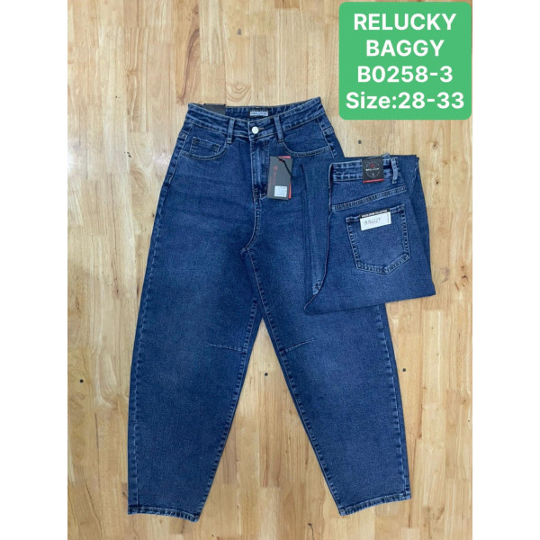 0258-3 # синие женские джинсы багги (RELUCKY, стрейчевые, 6 ед. размеры полубатал: 28-33) выдача на следующий день