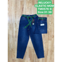 0576-8* синие женские стрейчевые джинсы мом (Relucky, 6 ед, размеры батал: 31-38) выдача на следующий день