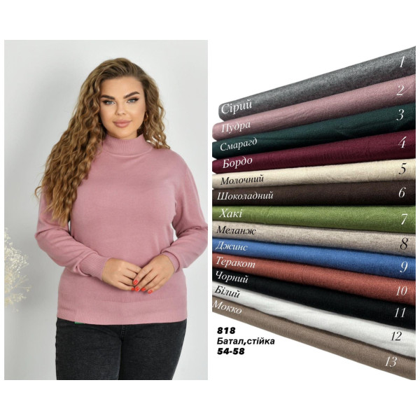 0818 * мікс кольорів жіночий кашеміровий гольф (6 од., розміри батал: 54-58) видача наступного дня