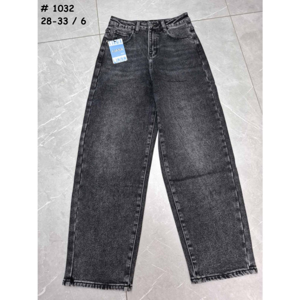 1032 # сірі жіночі джинси баггі на байку (6 од., розміри напівбатал: 28-33) видача наступного дня