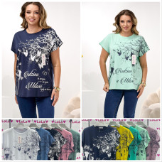 1500# мікс кольорів жіноча футболка (10 од., розміри напівбатал: 50-52 універсальний) видача наступного дня