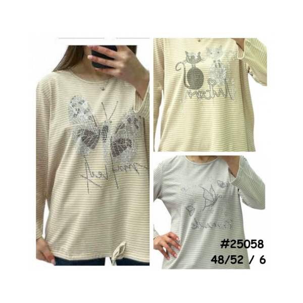 25058* мікс кольорів та моделей жіночий светр на зав'язці (95% бавовна, 5% спандекс, 6 од., розміри напівбатал: 48/52) видача наступного дня