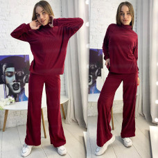 0592-5 БОРДОВИЙ костюм-двійка трикотажний жіночий демісезон (3 од. розміри: 42.44.46)