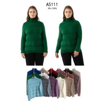 5111 микс цветов женский свитер ( 5 ед, размеры батал: 2xl-3xl)