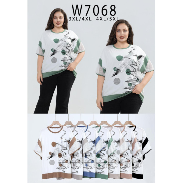 7068# микс цветов женская футболка Kiss Me (10 ед, размеры батал: 3XL-5XL) выдача на следующий день