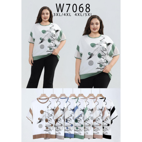 7068# микс цветов женская футболка Kiss Me (10 ед, размеры батал: 3XL-5XL) выдача на следующий день