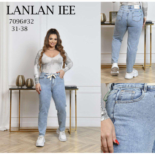 7096# блакитні жіночі джинси lanlaniee (стейч котон, 6 од., розміри батал: 31-38) видача наступного дня
