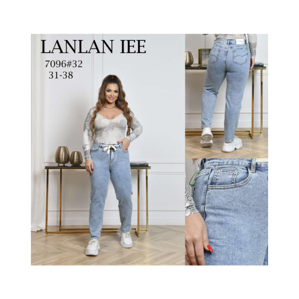 7096# блакитні жіночі джинси lanlaniee (стейч котон, 6 од., розміри батал: 31-38) видача наступного дня