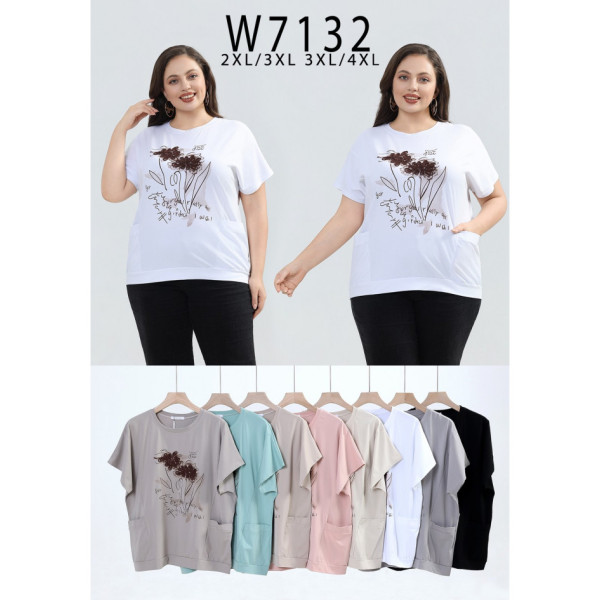 7132# микс цветов женская футболка Kiss Me (10 ед, размеры батал: 2XL-4XL) выдача на следующий день