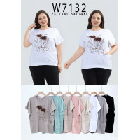7132# микс цветов женская футболка Kiss Me (10 ед, размеры батал: 2XL-4XL) выдача на следующий день