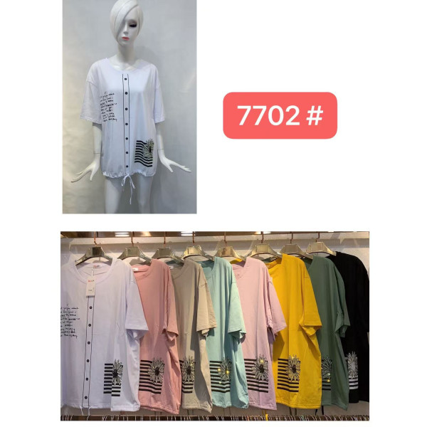 7702# мікс квітів жіноча футболка (12 од., розміри батал: 56-58) видача наступного дня