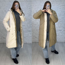 24115-3 * бежева двостороння жіноча куртка (синтипон, з капюшоном, на затяжках, 4од, розміри на бирках, L. XL. 2XL. 3XL, відповідають нормі: S. M. L. XL) видача наступного дня