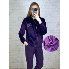 8276-24 фіолетовий жіночий спортивний костюм на хутрі (велюр, з капюшоном, 4 од., розміри на бірках 48, 50, 52, 54, відповідають нормі: 42, 44, 46, 48)