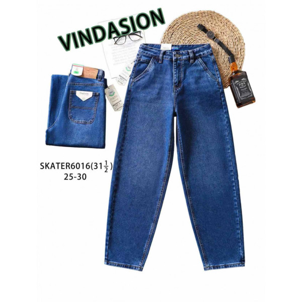 6016 # синие женские джинсы скейтеры (VINDASION, 6 ед. размеры норма: 25-30) выдача на следующий день