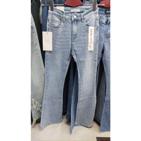 0610# блакитні жіночі стрейчові джинси з камінням New Jeans (6 од., розміри норма: 25-30) видача наступного дня