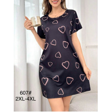 0607 * темно фіолетова жіноча туніка з принтом (тканина бамбук, 6 од. напівбатальний розмір: 2XL, 3XL, 4XL) видача наступного дня