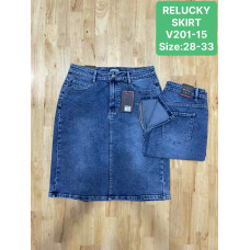 0201-15 # синя жіноча джинсова спідниця (RELUCKY, стрейчові, 6 од. розміри напівбатал: 28. 29. 30. 31. 32. 33) видача наступного дня