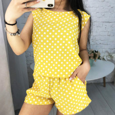 16059-6 ЖЕЛТЫЙ костюм-двойка женский трикотажный ( 4 ед. размеры: универсал 44-46 ) Костюм двойка