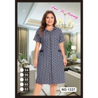 1337 синий женский халат (вискоза, принт, на змейке + завязки, карманы, 5 ед, размеры батал: 54, 56, 58, 60, 62) Халат