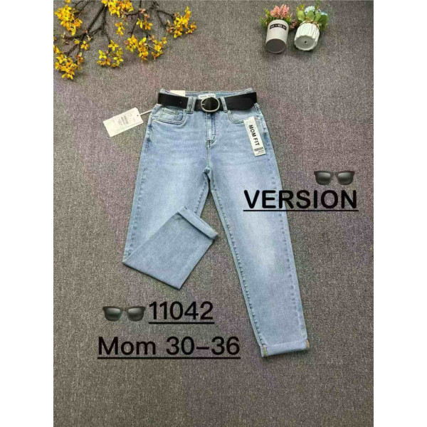 11042# синие женские джинсы багги (стрейч коттон, 6 ед, размеры батал: 30-36) выдача на следующий день Джинсы