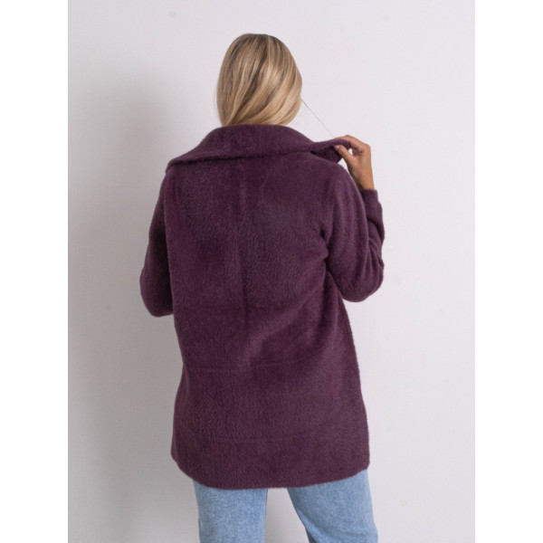 0565-34 фиолетовый женский кардиган (шерсть альпаки, на змейке, 1 ед. универсальный полубатальный размер: 48-52) Кардиган