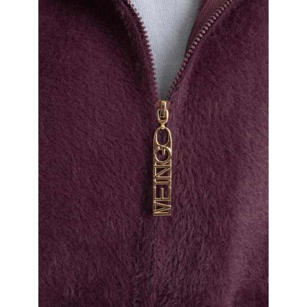 0565-34 фиолетовый женский кардиган (шерсть альпаки, на змейке, 1 ед. универсальный полубатальный размер: 48-52) Кардиган