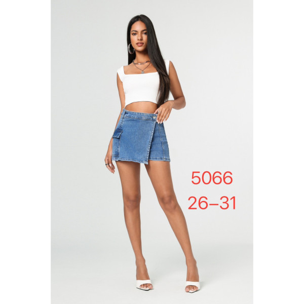 5066# голубые женские шорты-юбка (New Jeans, стрейч, 6 ед, размеры норма: 26-31) выдача на следующий день New Jeans