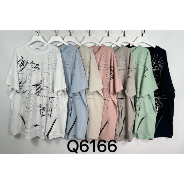 6166# микс цветов женская футболка (Kiss me, 10 ед, размеры батал: XL-4XL) выдача на следующий день Kiss me